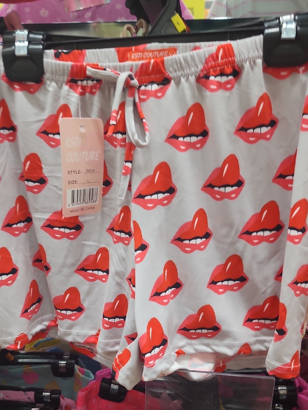 Lounge Shorts with Red Lip Print